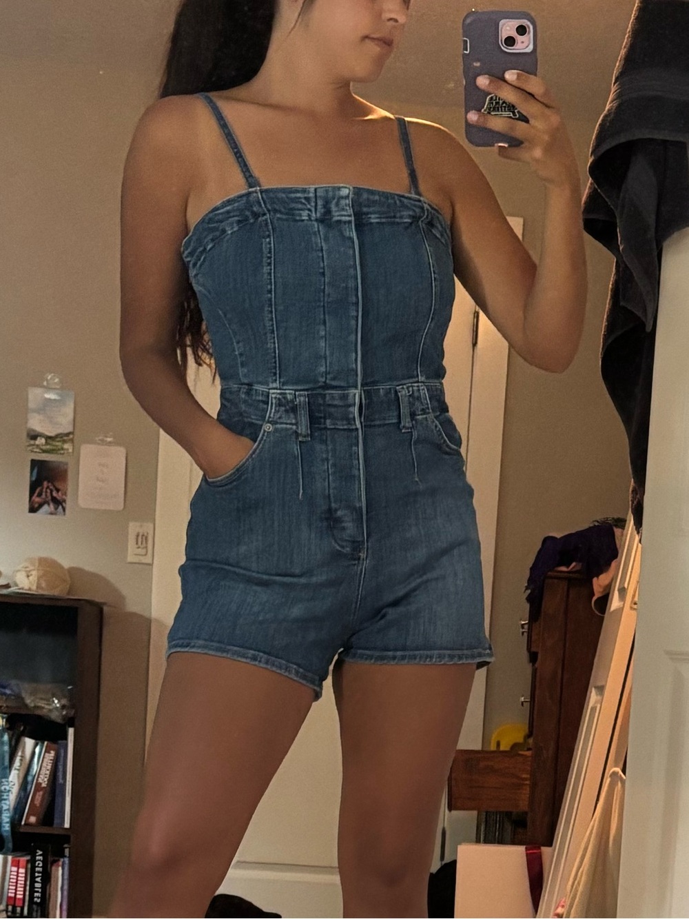 We The Free Dark Blue Denim Romper - Picture 2 of 10